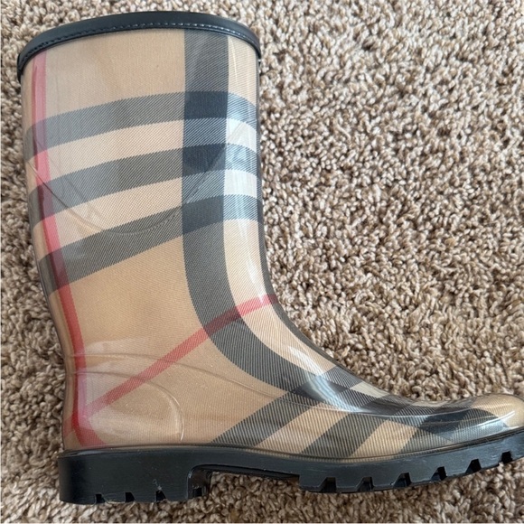 Authentic Burberry Tan, Black, Red, & White Plaid Rain Boots - Picture 5 of 8
